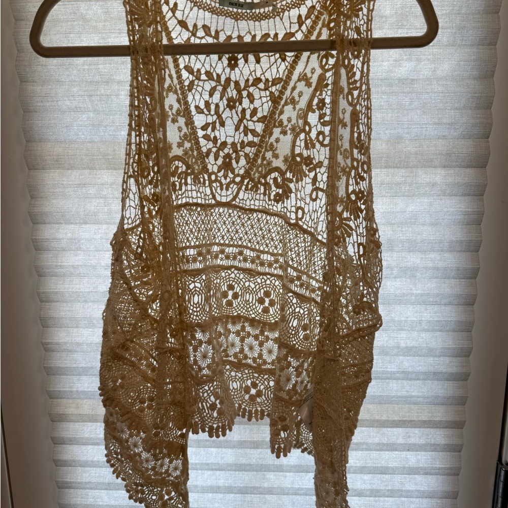 Urban Outfitters Cream Lace Crochet Vest